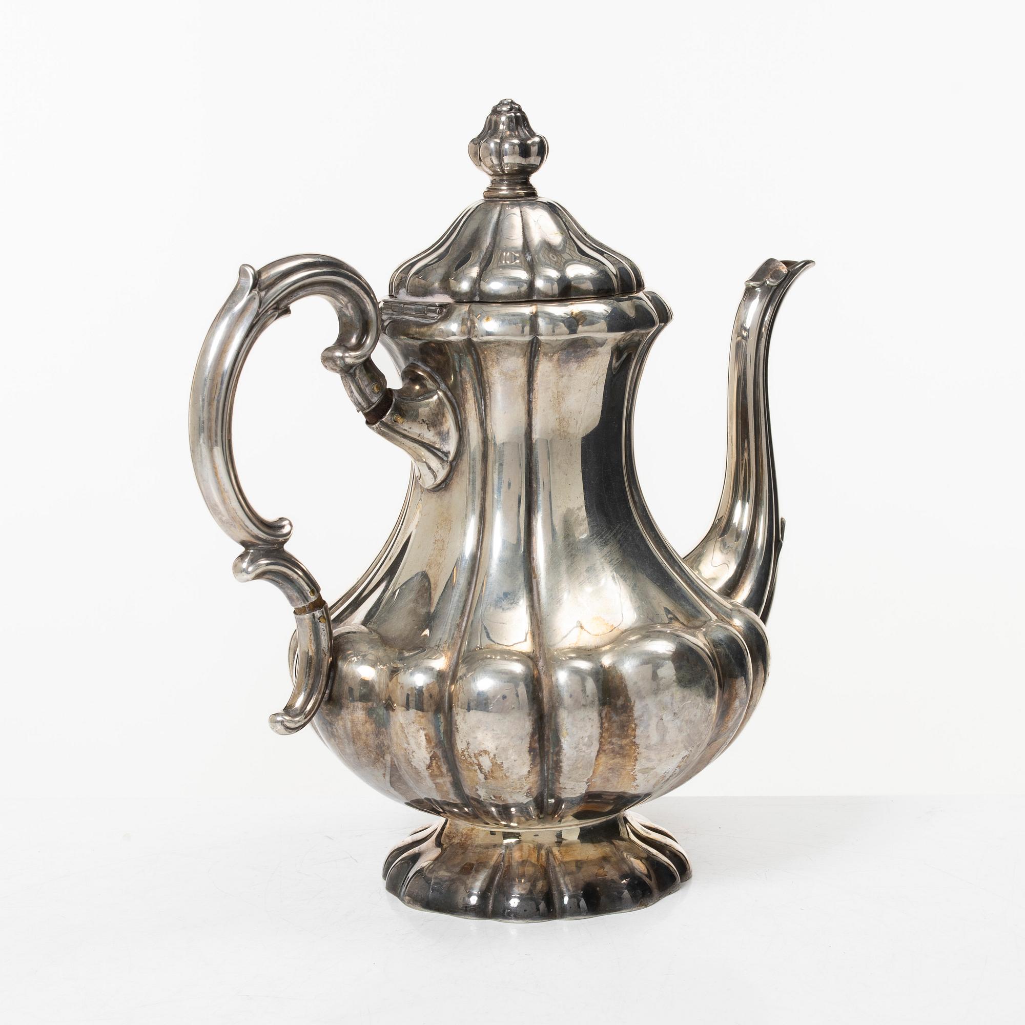 Norwegian Filigree Factory, coffee pot, silver, Oslo, Norway, 1930s.