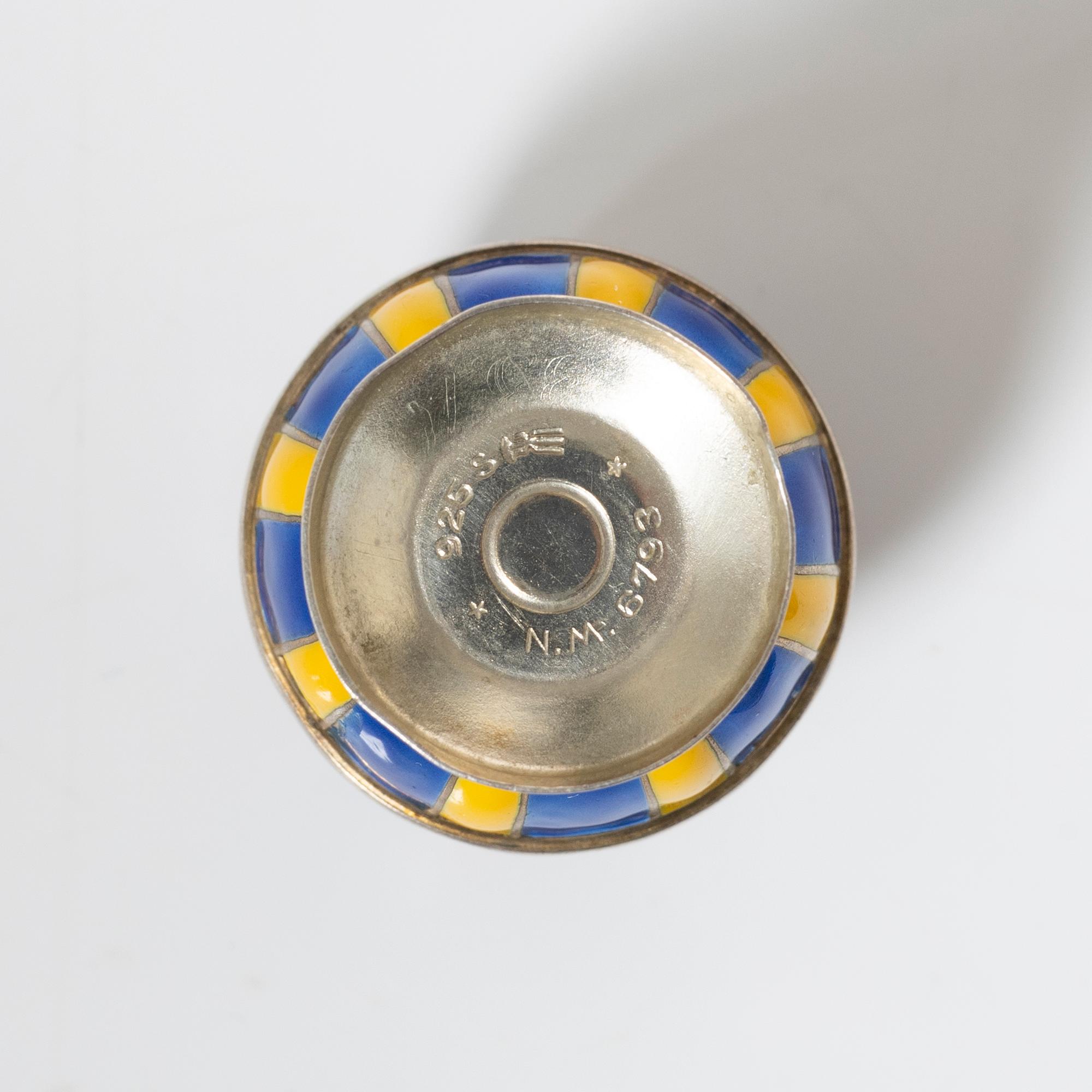 David Andersen, ströare, ett par, sterlingsilver och emalj, Norge, tidigt 1900-tal.