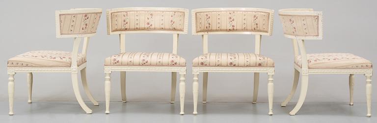 Four late Gustavian circa 1800 armchairs.
