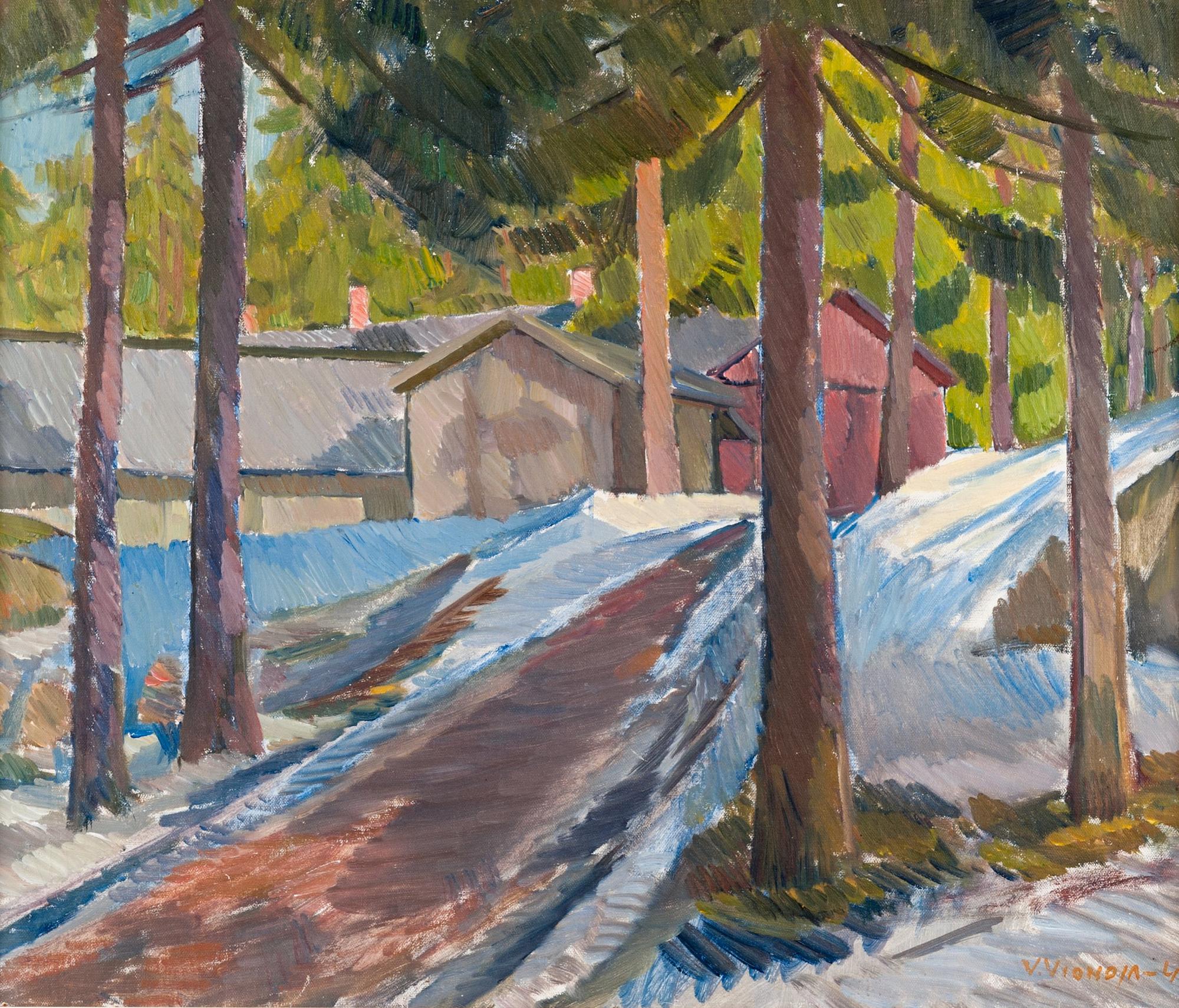 VEIKKO VIONOJA, olja på skiva, signerad.