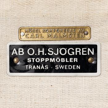 Carl Malmsten, a 'Farmor' armchair, OH Sjögren, late 20th century.