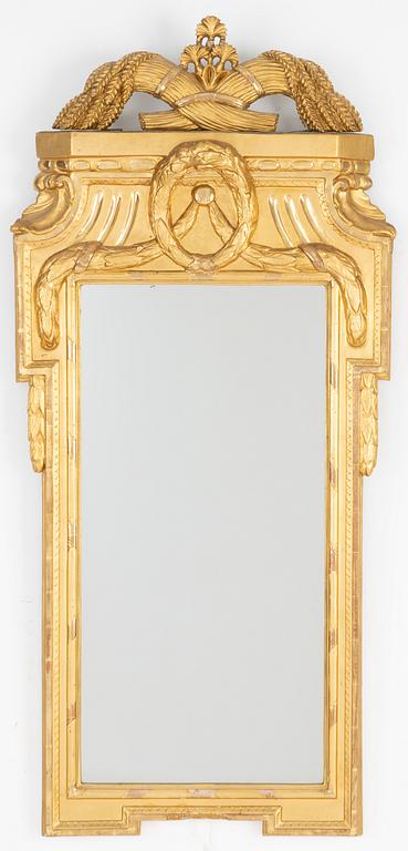 A Gustavian giltwood mirror by J. Åkerblad (master in Stockholm 1758-99).