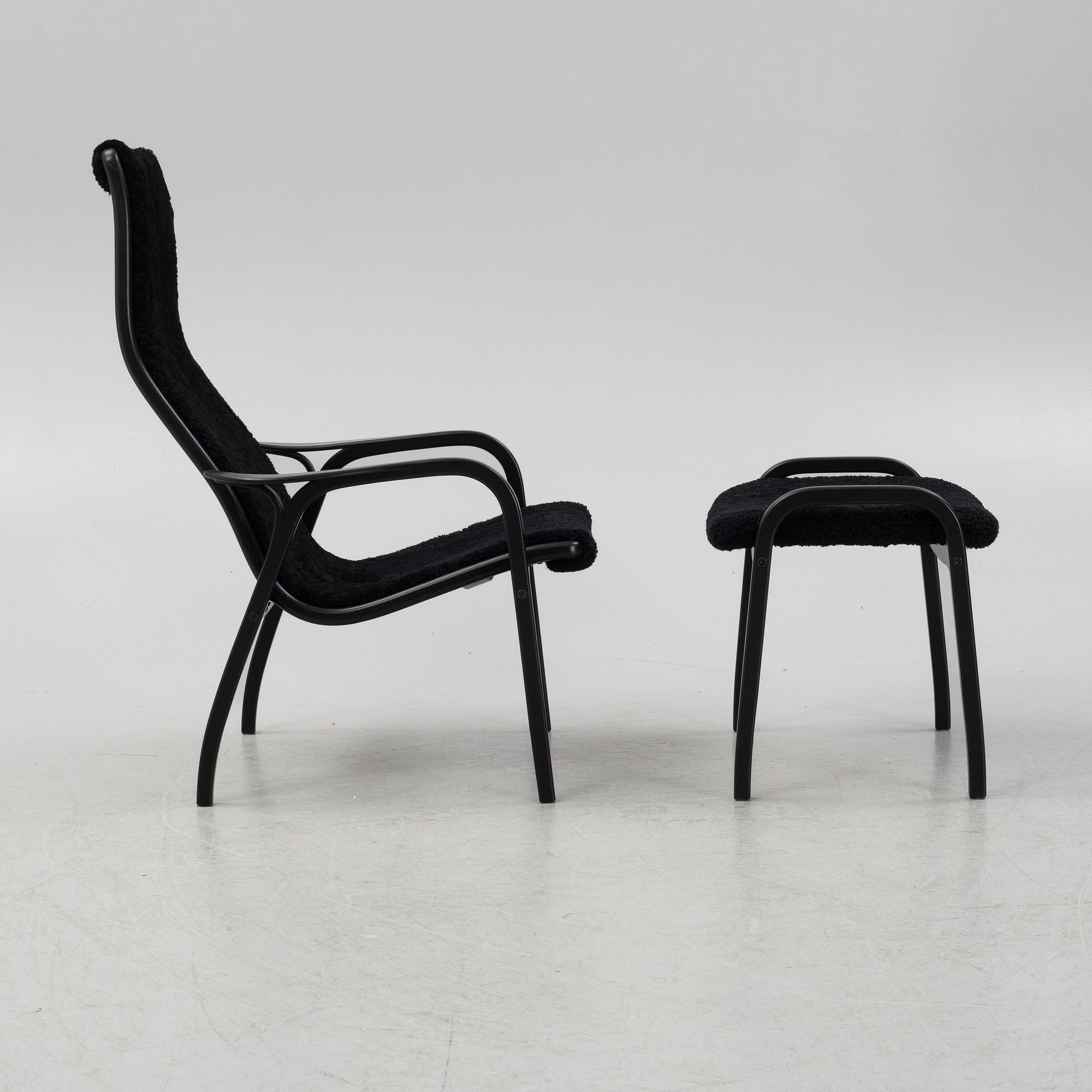 Yngve Ekström, a 'Lamino' armchair with stool, Swedese, Sweden, 2019.