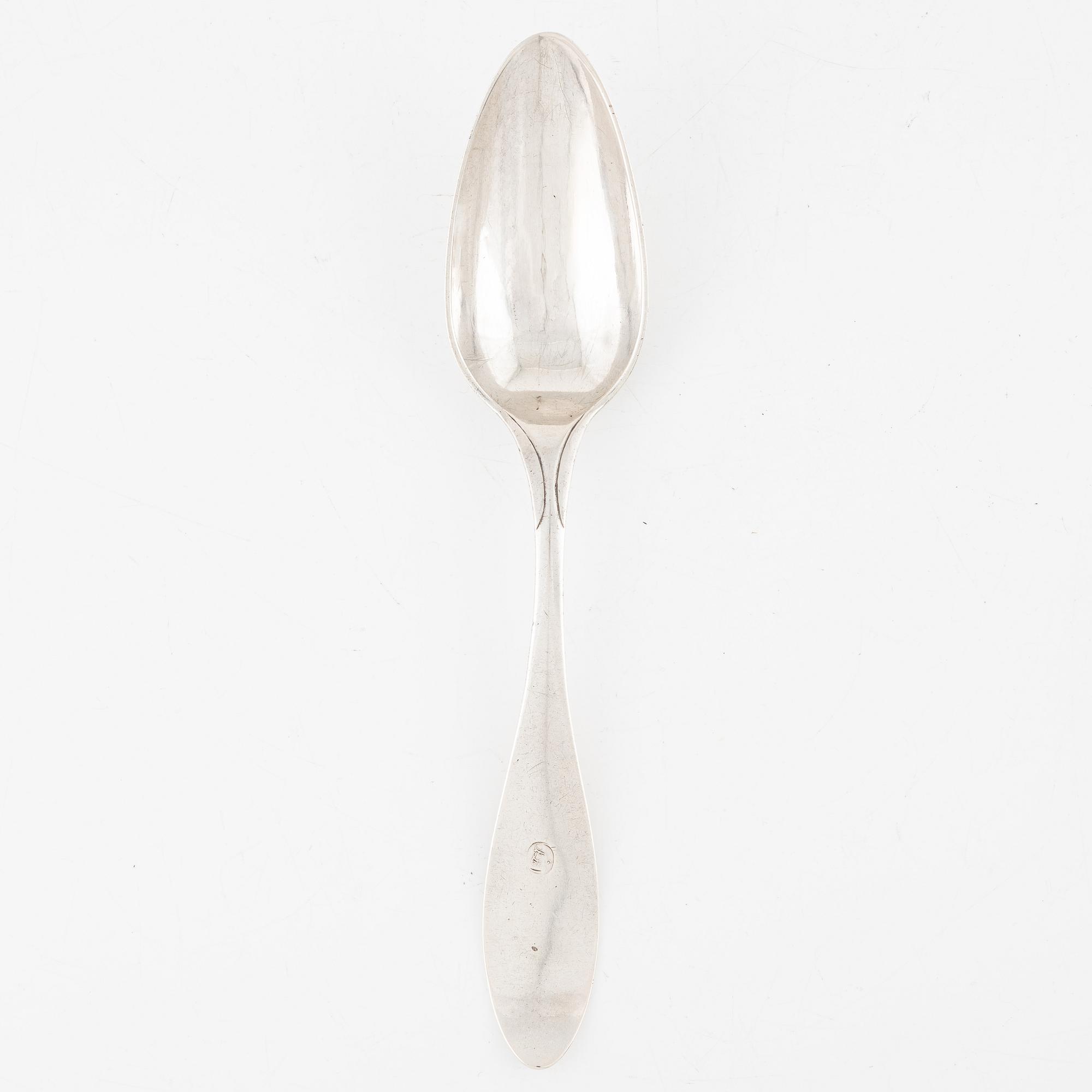 A Swedish Silver Spoon, rewarded at Börsjö Bruk 1823, mark of Lorenz Georg Weis, Norrköping 1823.