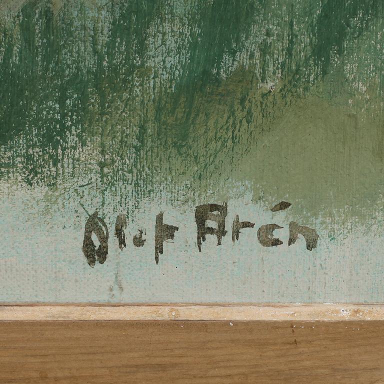 OLOF ARÉN, 2 st, gouache och olja på duk, signerade.
