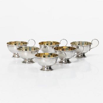 Guldsmedsaktiebolaget (GAB), Punch mugs, 6 pcs, silver, Stockholm 1962-1965.