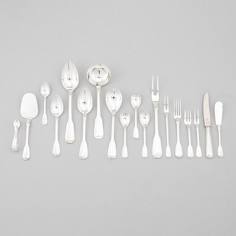 Koch & Bergfeld, a sterling silver cutlery set, model Altfaden, Germany, second half of the 20th Century (85 pieces).