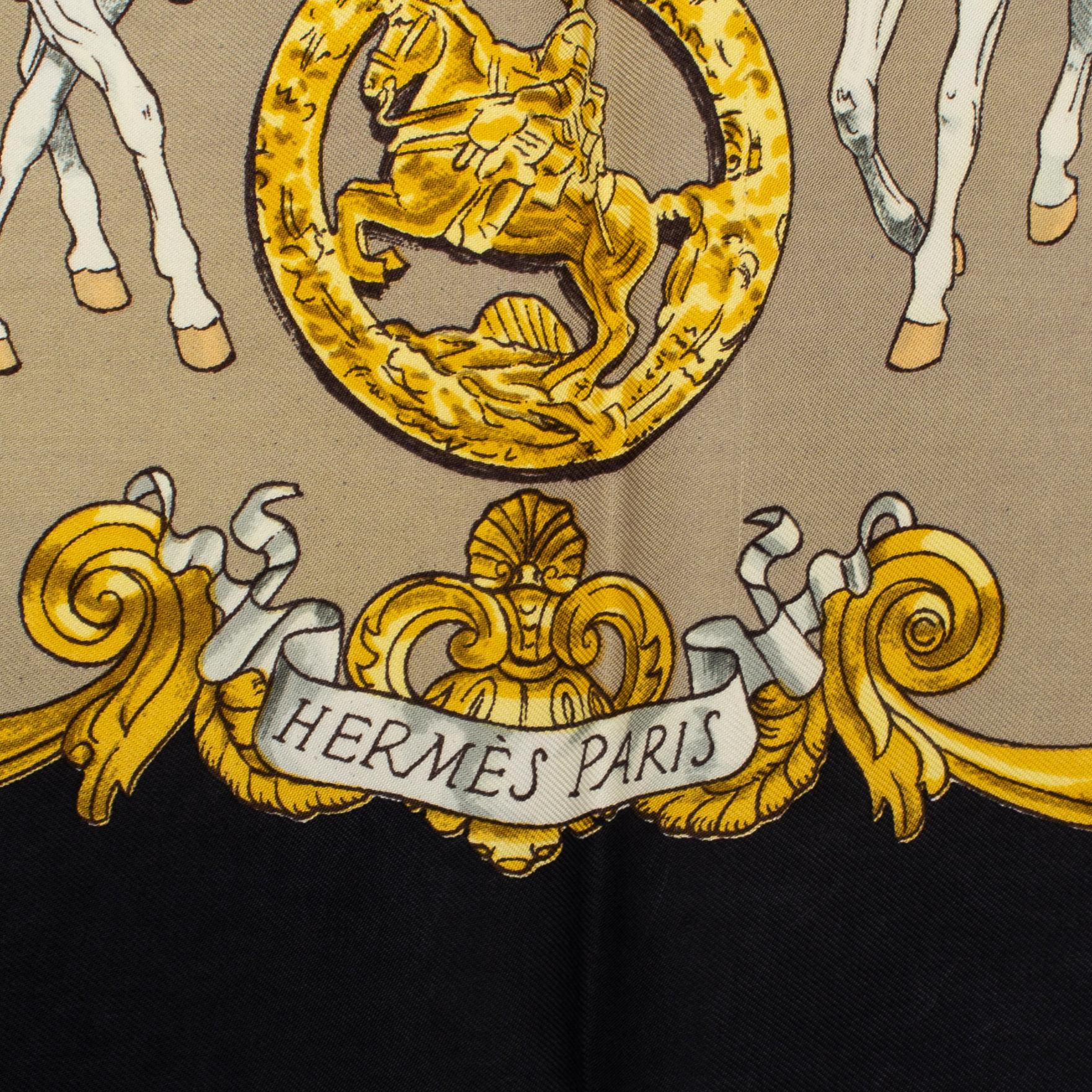 HERMÈS, scarf, L'Ecole Espagnole de Vienne, Philippe LeDoux, Original issue 1967.