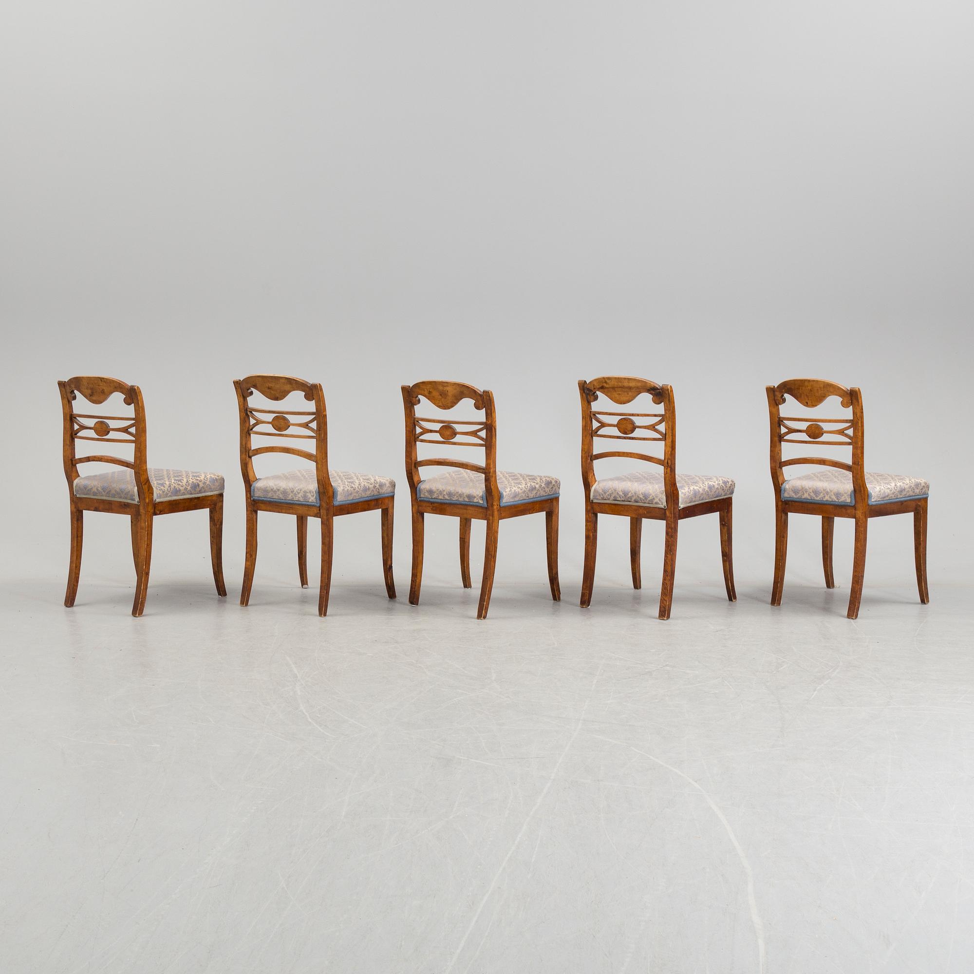 A set of five mid 19th century chairs.