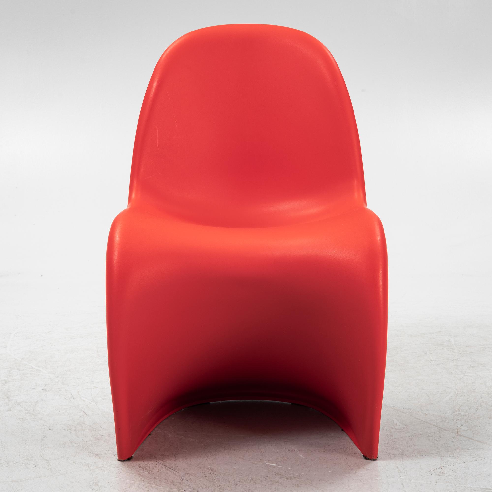 Verner Panton, four red plastic 'Panton Chair Classic', chairs, Vitra, 2010.