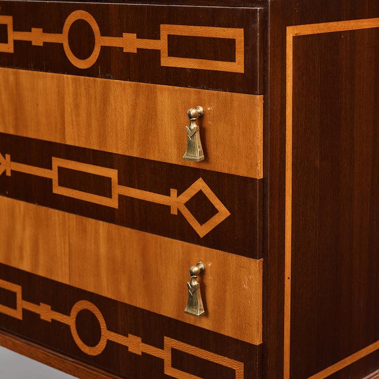 Axel Einar Hjorth, a iaspis and palisander chest of drawers  'Library' by Nordiska Kompaniet, Sweden 1929.