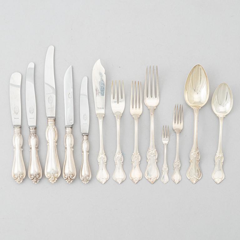 A Swedish Silver Cutlery Set, model "Olga", CG Hallberg, Stockholm, 1935-38 (122 pieces).