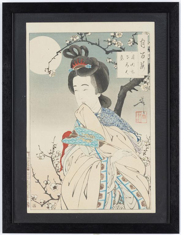 Tsukioka Yoshitoshi, 'In the Moonlight Under the Trees a Beautiful Woman Comes'.