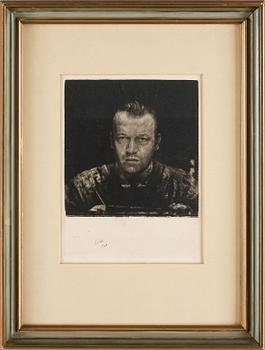 Axel Fridell · AXEL FRIDELL, torrnål (II état av II), plåtsign. o dat. 1928.