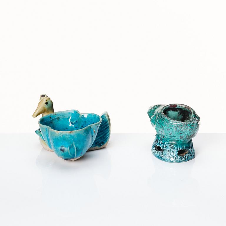 A water dropper and a brush washer, Qing dynasty, 18/19th Century.