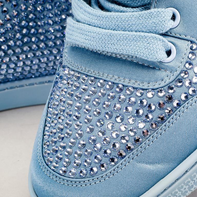 Gucci, sneakers, mineral blue, Swarowski crystals.