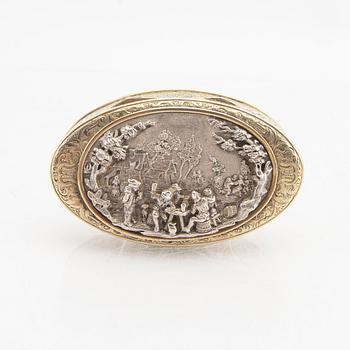 A French 19th century parcel-gilt sivler box mark of Léon Baujois (possibly) Paris late 19th century.