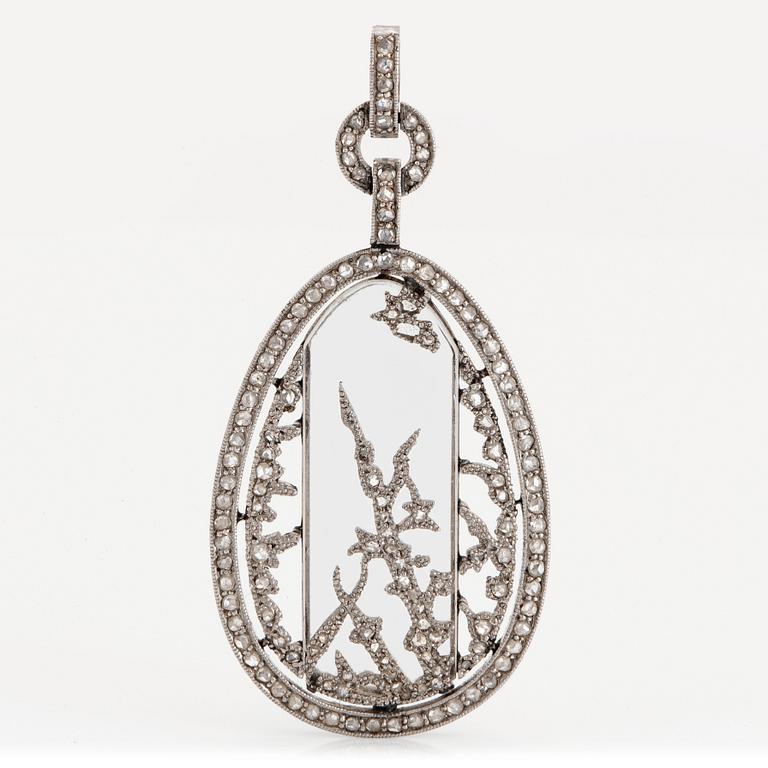 Fabergé, a jewelled platinum and rock-crystal pendant, design Alma Pihl.