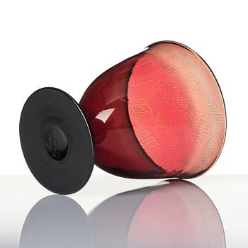 Edward Hald, a graal glass vase, Orrefors, Sweden, 1928.
