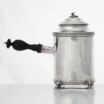 Pehr Zethelius, kaffekanna, silver, Stockholm 1792. Gustaviansk.