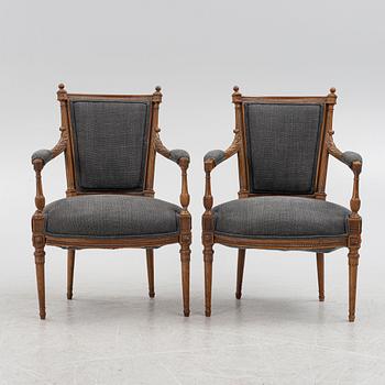 A Pair of Louis XVI-Style Armchairs, 20th Century.