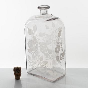 An engraved vodka bottle, later part of the 19th century.