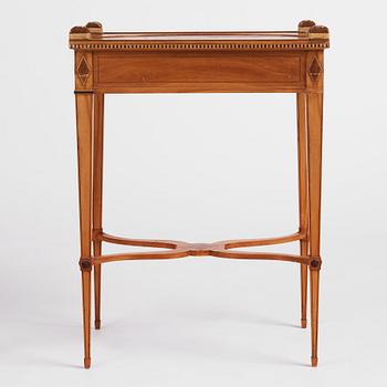 A late Gustavian mahogany table by F. Schalin (master in Stockholm 1797-1817).