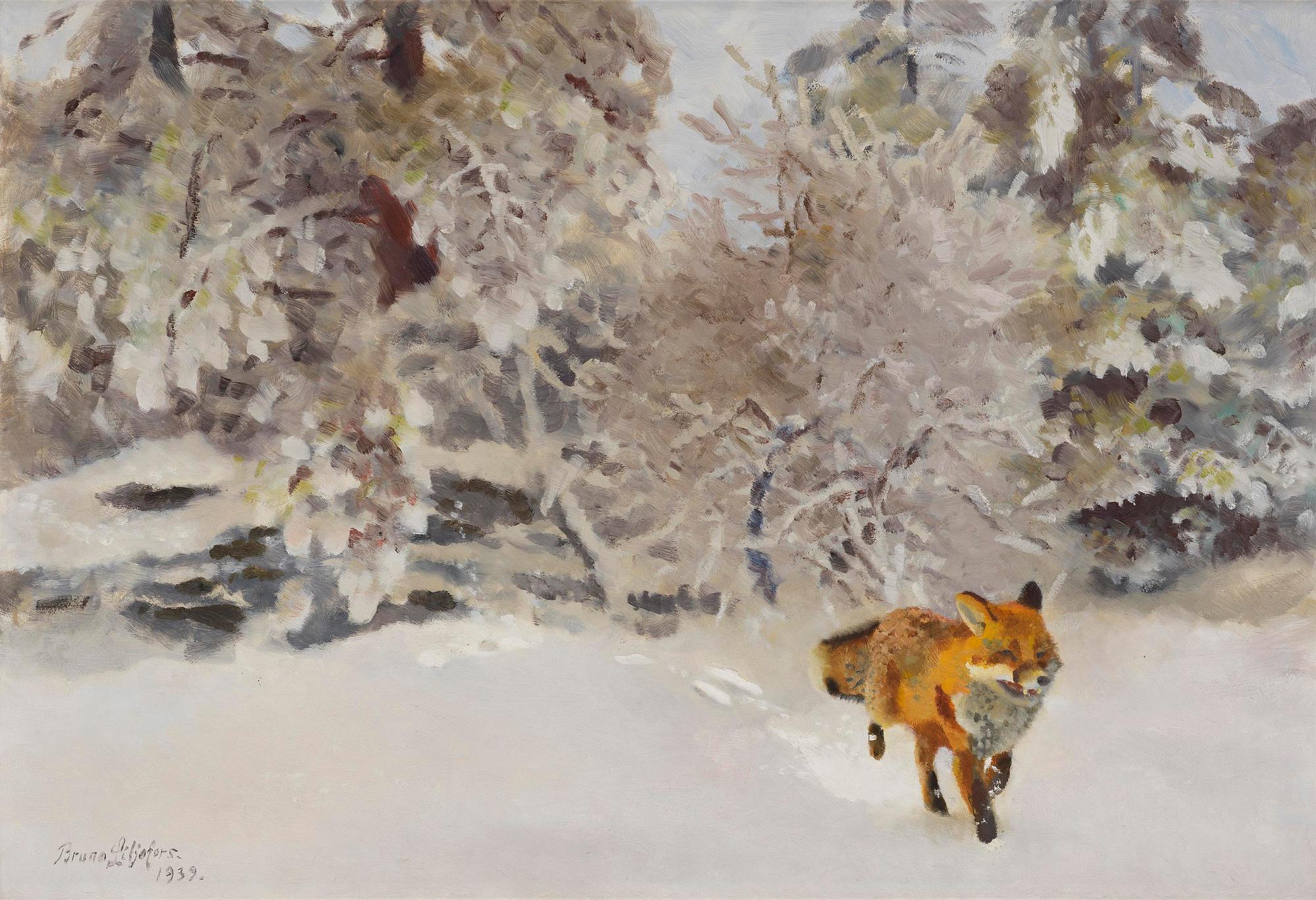 Bruno Liljefors, Fox in a winter landscape.