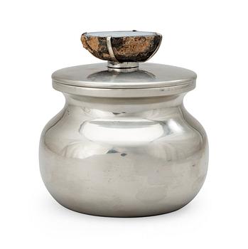 474. An Estrid Ericson pewter jar, the cover with agate finial, Svenskt Tenn, Stockholm 1954.