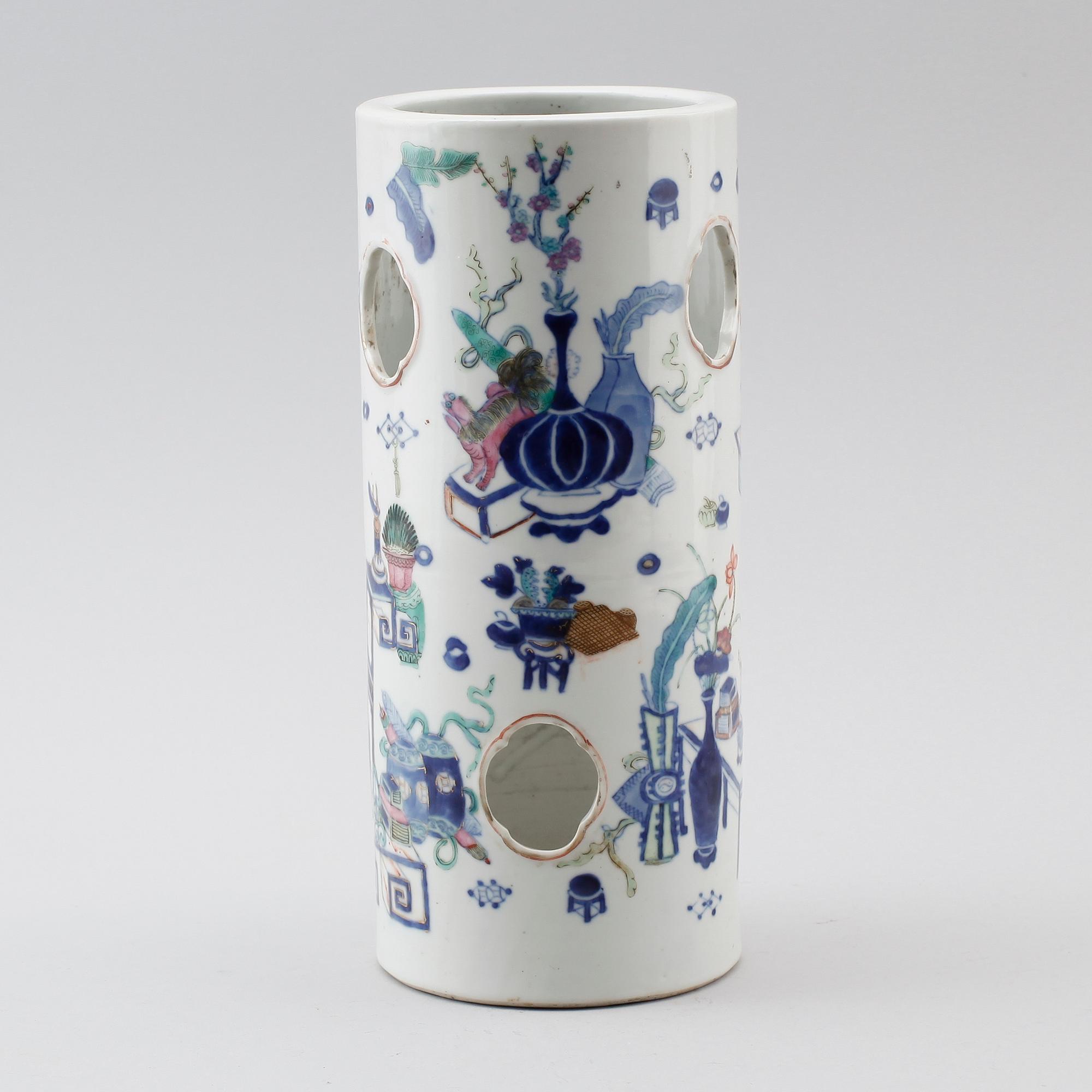 PERUKSTOCK, porslin, Kina, 1800-/1900-tal.