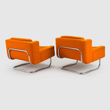 Esko Pajamies, a pair of 1970's 'Contra' easy chairs for Asko, Finland.