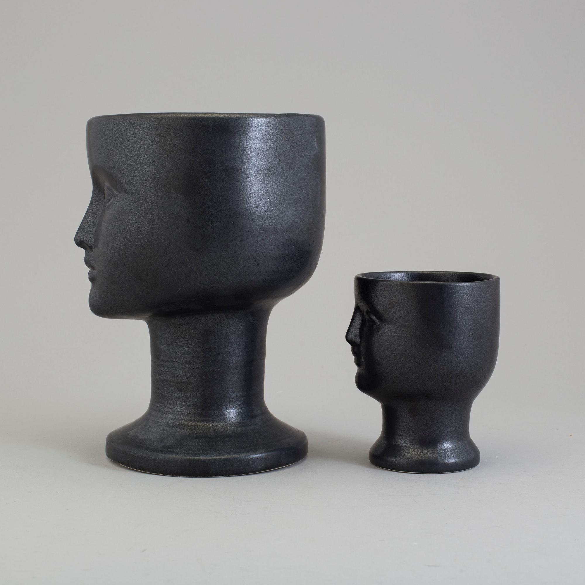 Two Lisa Larson flower pots, Gustavsberg, Sweden.