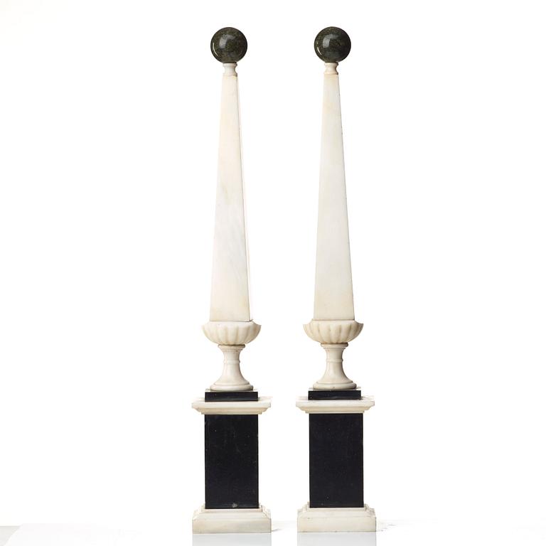 A pair of 19 th Century presumably Italien obelisks.