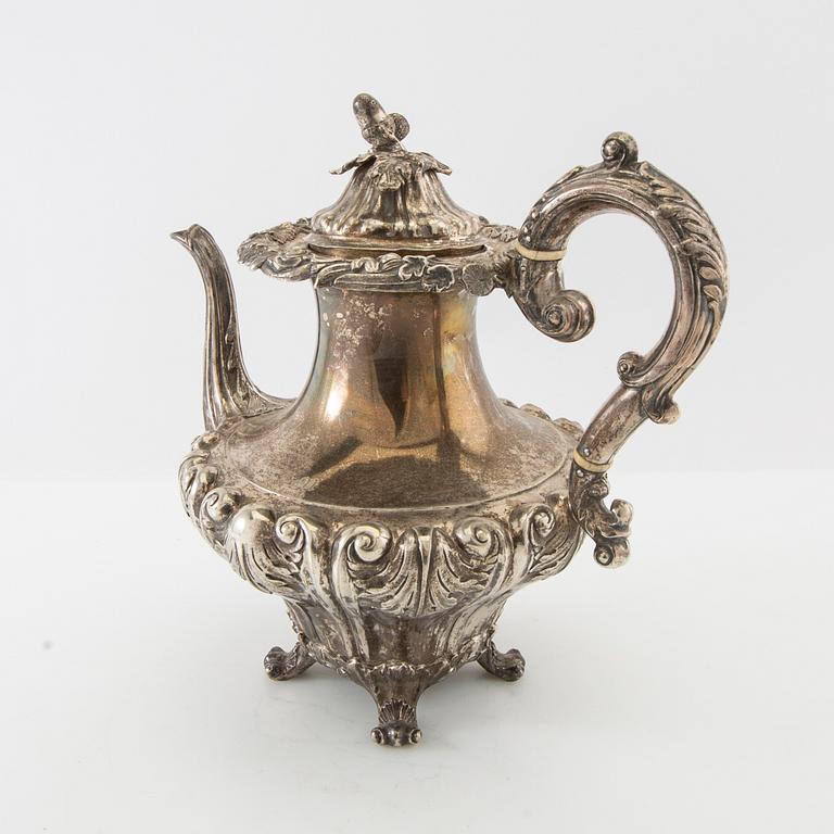 Gustaf Möllenborg, coffee pot in the neo Rococo style, silver, Stockholm 1842.