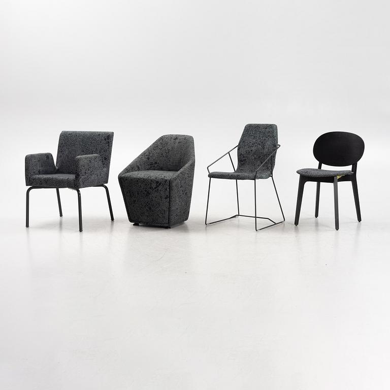 Claesson Koivisto Rune, 11 chairs and armchairs, various models, upholstered in the fabric "Metropolis", from the 2000s.