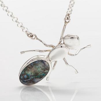 A sterling silver necklace "Ant" with a concrete opal. Ru Runeberg 2013.