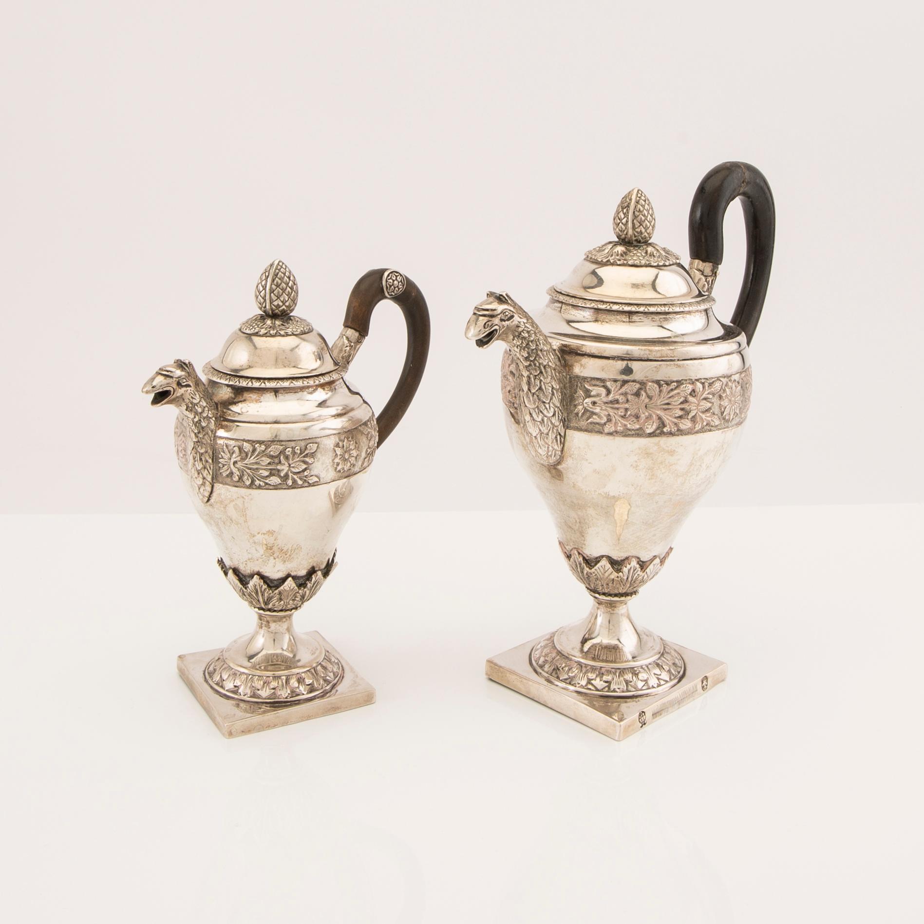 Teservis 3 dlr Empire silver okända stämplar.