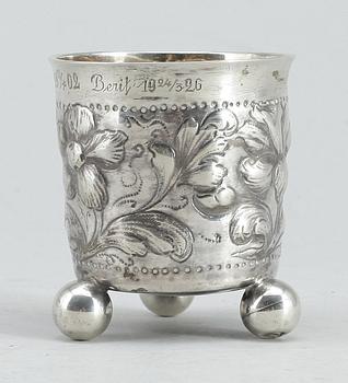 BÄGARE, silver, troligen barock, 1700-tal. Vikt ca 80g.