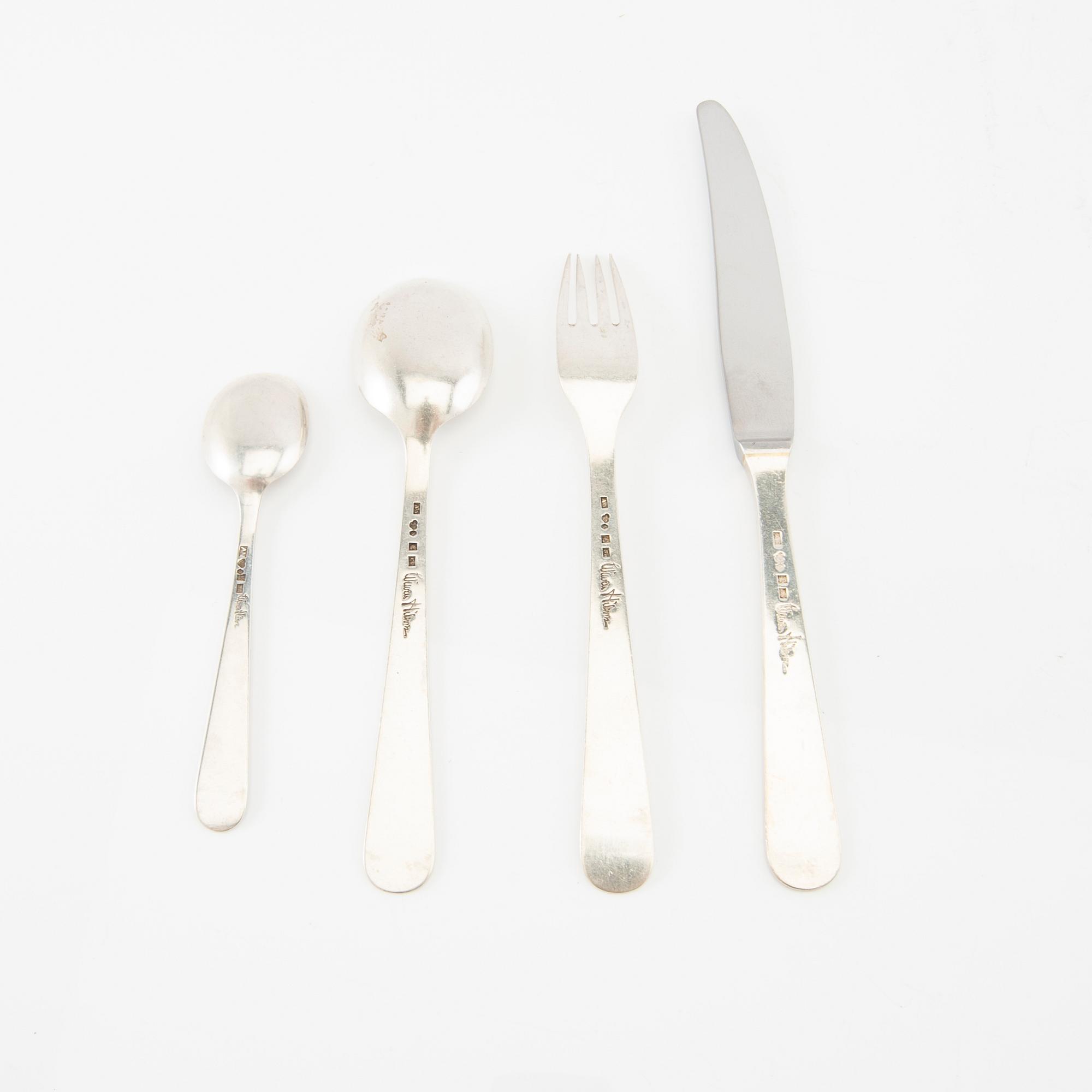 Wiwen Nilsson, children's cutlery 4 dlr silver Lund 1959.