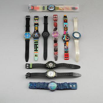 ARMBANDSUR, 10 st, Swatch, mestadels 1990-tal.