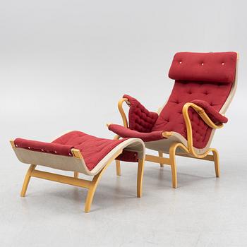 Bruno Mathsson, a 'Pernilla' armchair and a stool, Dux.