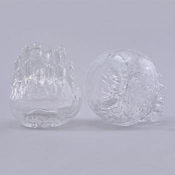 LJUSLYKTOR, ett par, glas, Göran Wärff, Kosta, signerade, 1900-talets andra hälft.