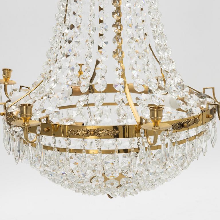 A contemporary Empire style chandelier for eight candles.