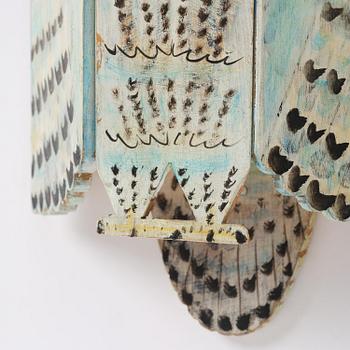 Gérard Rigot, a painted and carved oak wall cabinet, exectued in his studio, France, second half of the 20th century.