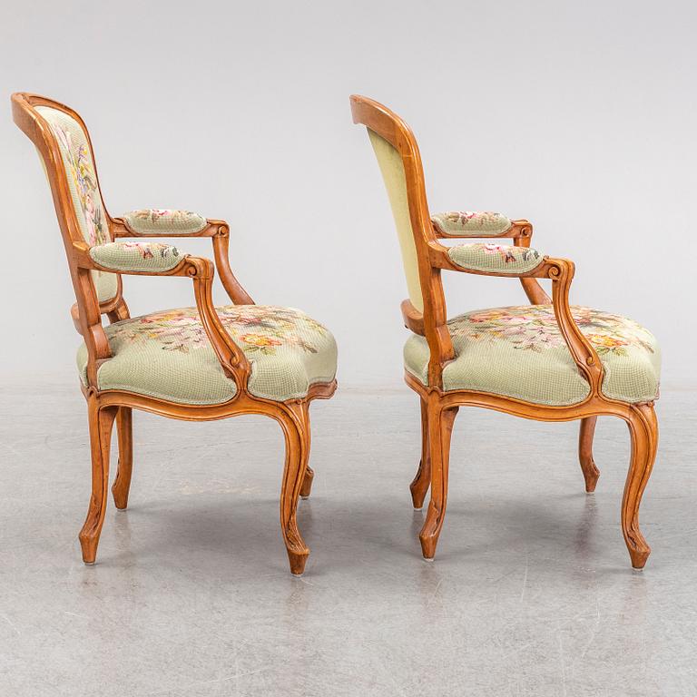 A pair of French 18th century Louis XV armchairs.