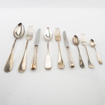 Cutlery approx. 118 dlr "Swedish round" silver, first half of the 20th century.