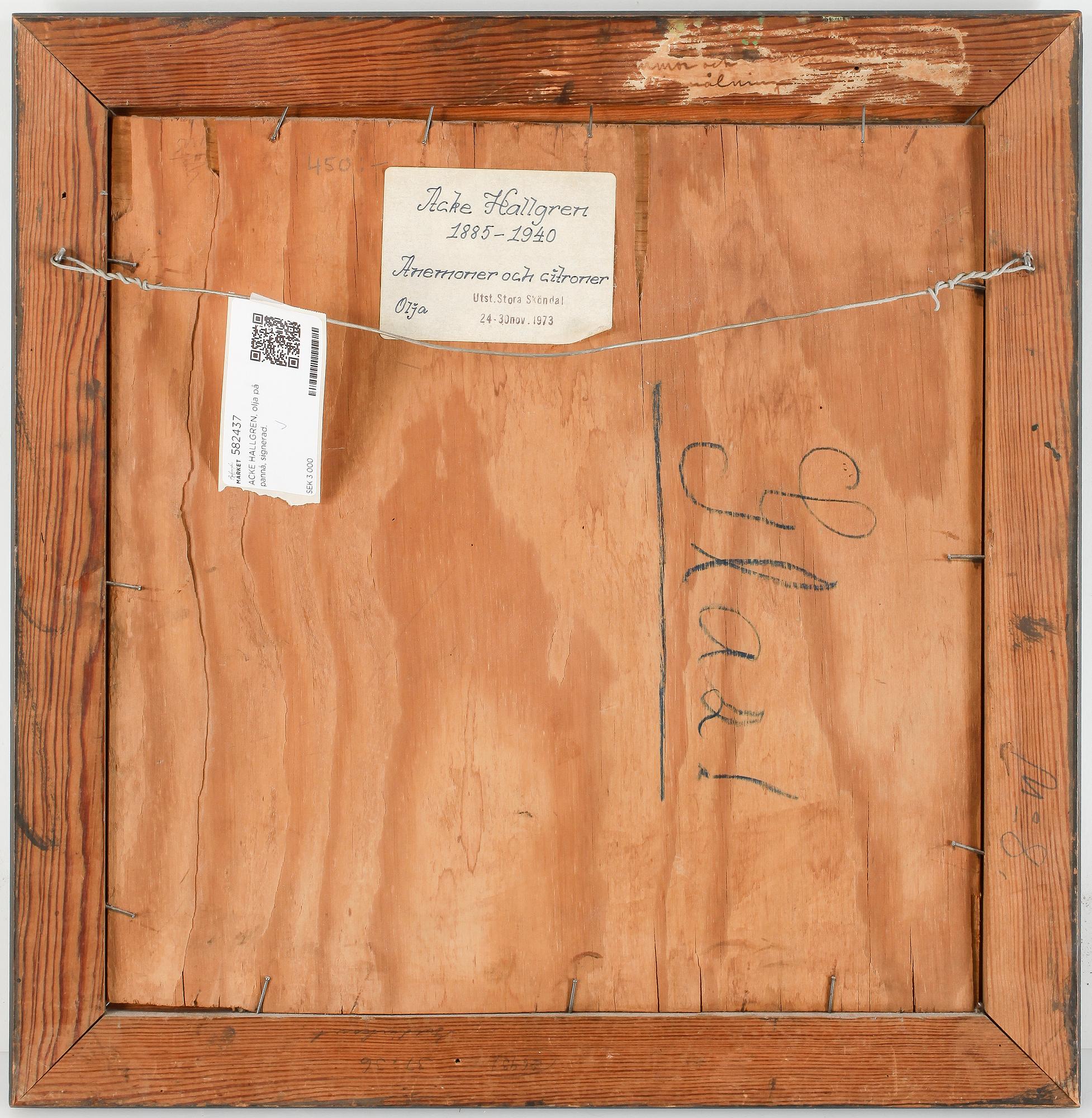 ACKE HALLGREN, olja på pannå, signerad.