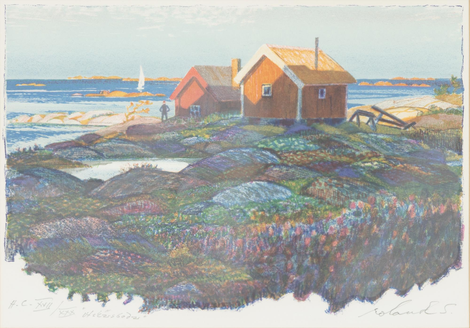 Roland Svensson, färglitografi, signerad HC XVII/XXX.