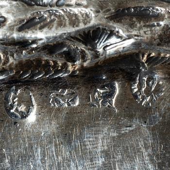 Presentation plate, silver, Baroque style, pseudo-hallmarks, circa 1900.