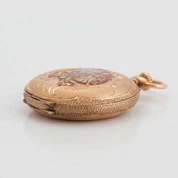 LADIES POCKET WATCH, 14K gold and enamel, Russia.